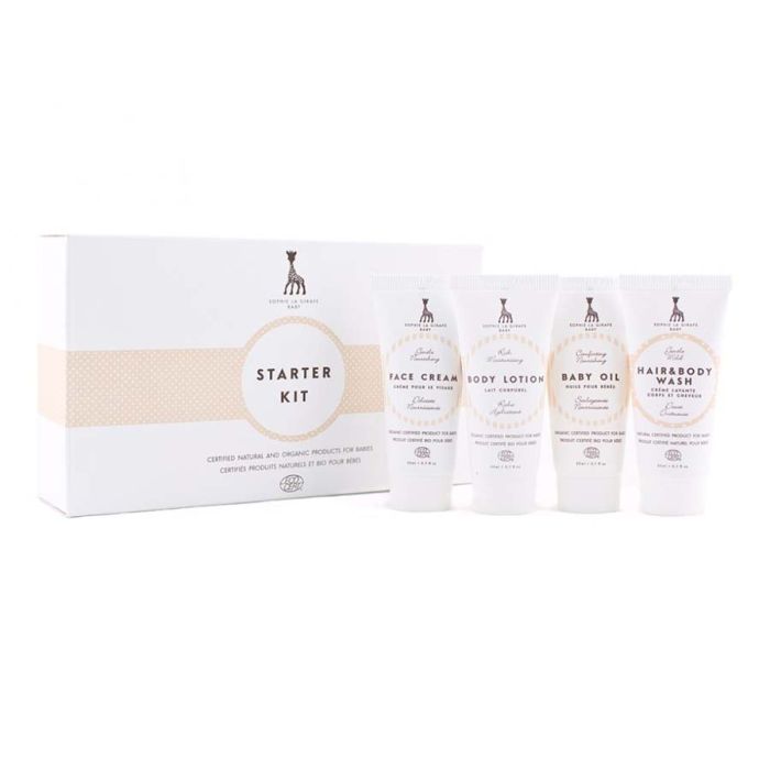 Startsett, Sophie la Girafe, Ansiktskrem, Bodylotion, Babyolje og Hair & Body Wash