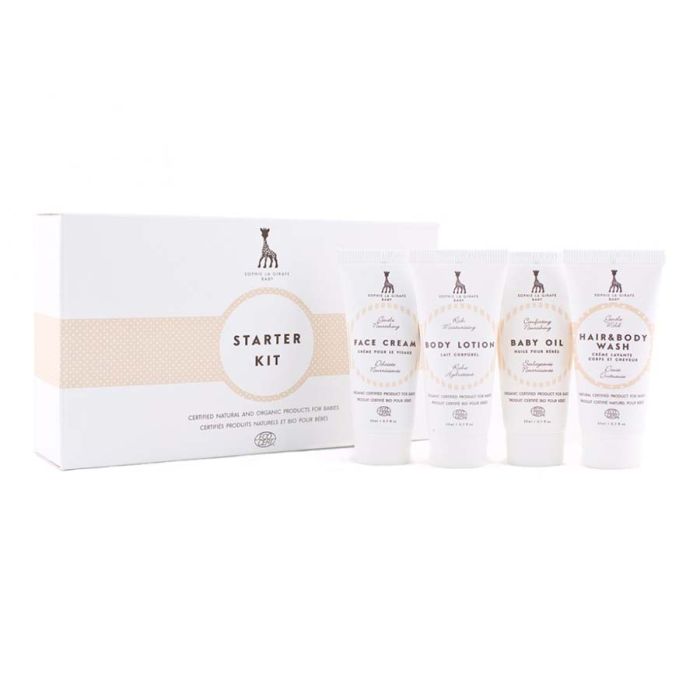 Startsett, Sophie la Girafe, Ansiktskrem, Bodylotion, Babyolje og Hair & Body Wash