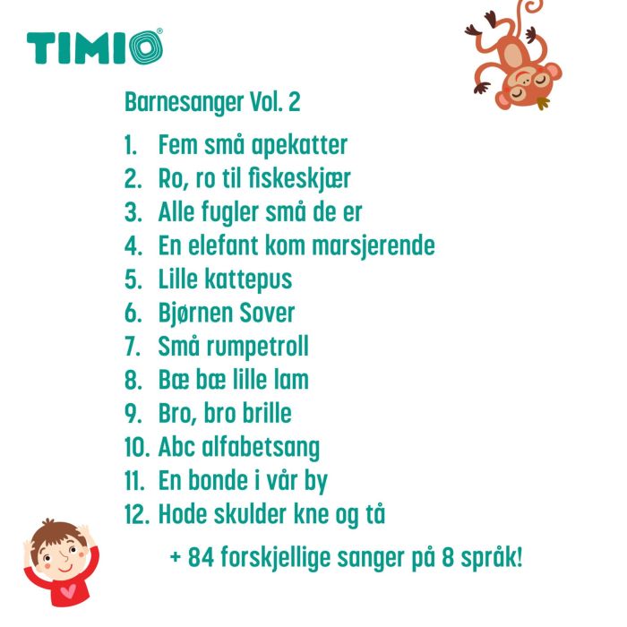  Disc Set 2, TIMIO, Tall, Barnesanger, Sjødyr, Former og Frukt