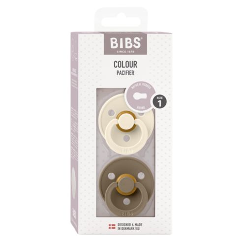 Smokk, BIBS, Latex, Size 1, Ivory/Dark Oak, 2pk