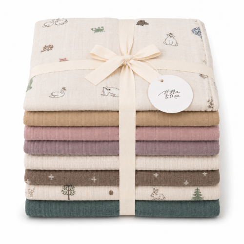Muslin Gasskluter, Milla & Max, Forest and Sea, 8pk
