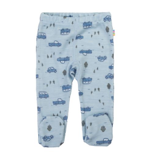 Joha Leggings m/fot Ull, Blå m/biler