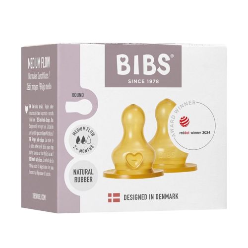 Flaskesmokk, BIBS, Latex Rund, Medium Flow, 2pk
