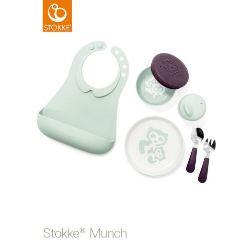Stokke® Munch Complete servise inkl. smekke, Soft mint