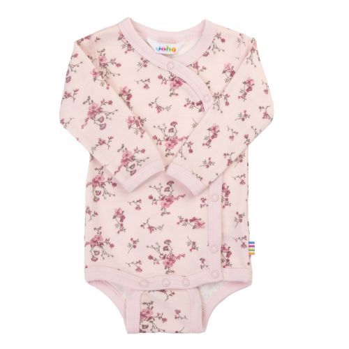 Joha Omslagsbody Ull, Rosa m/blomster