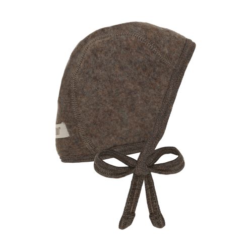 Huttelihut Lue m/knyting, Ull Brown Melange