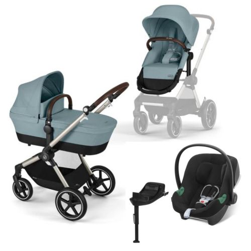 Barnevogn 4-in-1, Cybex, Eos Lux B, Sky Blue + Aton B2 inkl. base