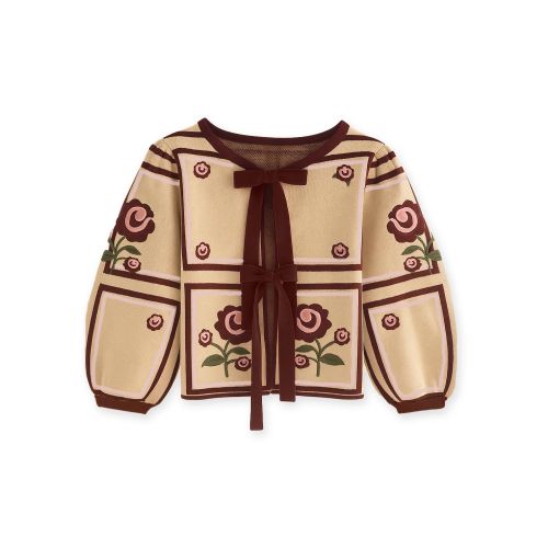Fliink Charlotte Cardigan, Sandshell/Burgendy