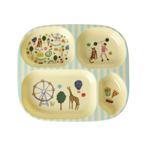 Barnetallerken med 4 rom, Mint karnevalmotiv, Rice
