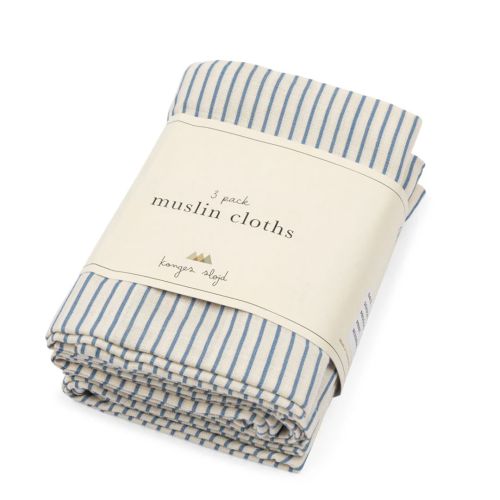 Konges Sløjd Muslin, 3pk, Striper Blå