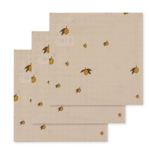 Muslin, Konges Sløjd, 3pk, Lemon