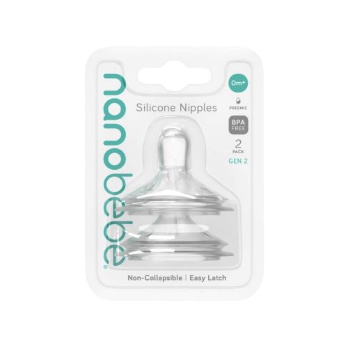 Tåtesmokk, Nanobébé, Silikon, Preemie/Newborn, 2pk Gen 2