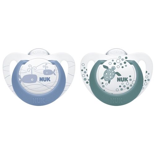NUK Smokk, Pacifier Genius Blue/Green 2pk, 0-6 mnd