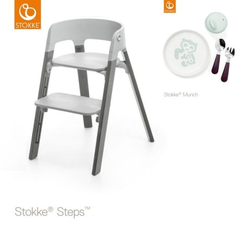Stokke® Steps™ Pakketilbud, Storm Grey, Inkl. Stokke® Munch Essensials