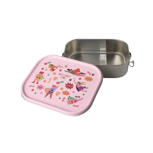 Matboks i rustfritt stål med rosa 