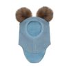Huttelihut Balaclava Wool Alpaca Pompoms, Windward Blue