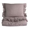 Sengesett, NG Baby, Lin Ruffle, Dusty Pink, 65x80/35x40cm