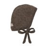 Huttelihut Lue m/knyting, Ull Brown Melange