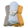 Muslinteppe, Rätt Start, Gult/Beige/Blå, 3 pk