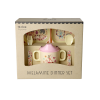 Babyservise i gaveeske, Rosa karnevalmotiv, Rice
