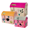 Oppbevaringshus, Jungelmotiv i rosa (sett med 3), Rice