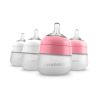 Silikontåteflaske (myk), Nanobébé, Flexy, 2 x Rosa og 2 x Hvit, 150 ml, 4 pk