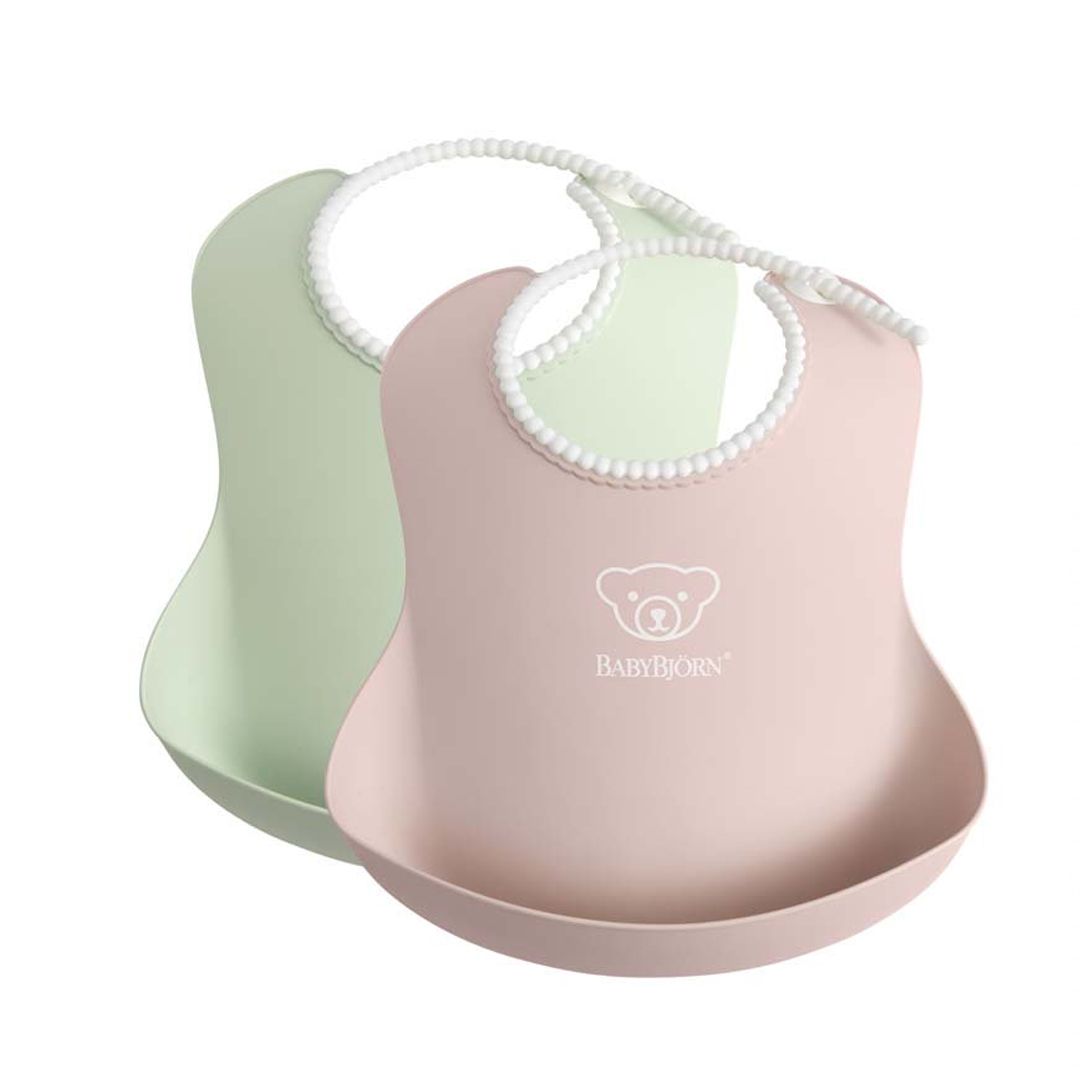 Babybjørn smekke 2 pk., pastelgrønn/pastelrosa