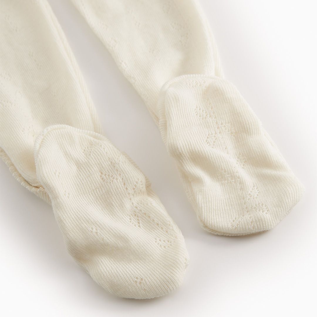 Heldress m/fot, MarMar, Wool Pointelle, Rubetta, Natural