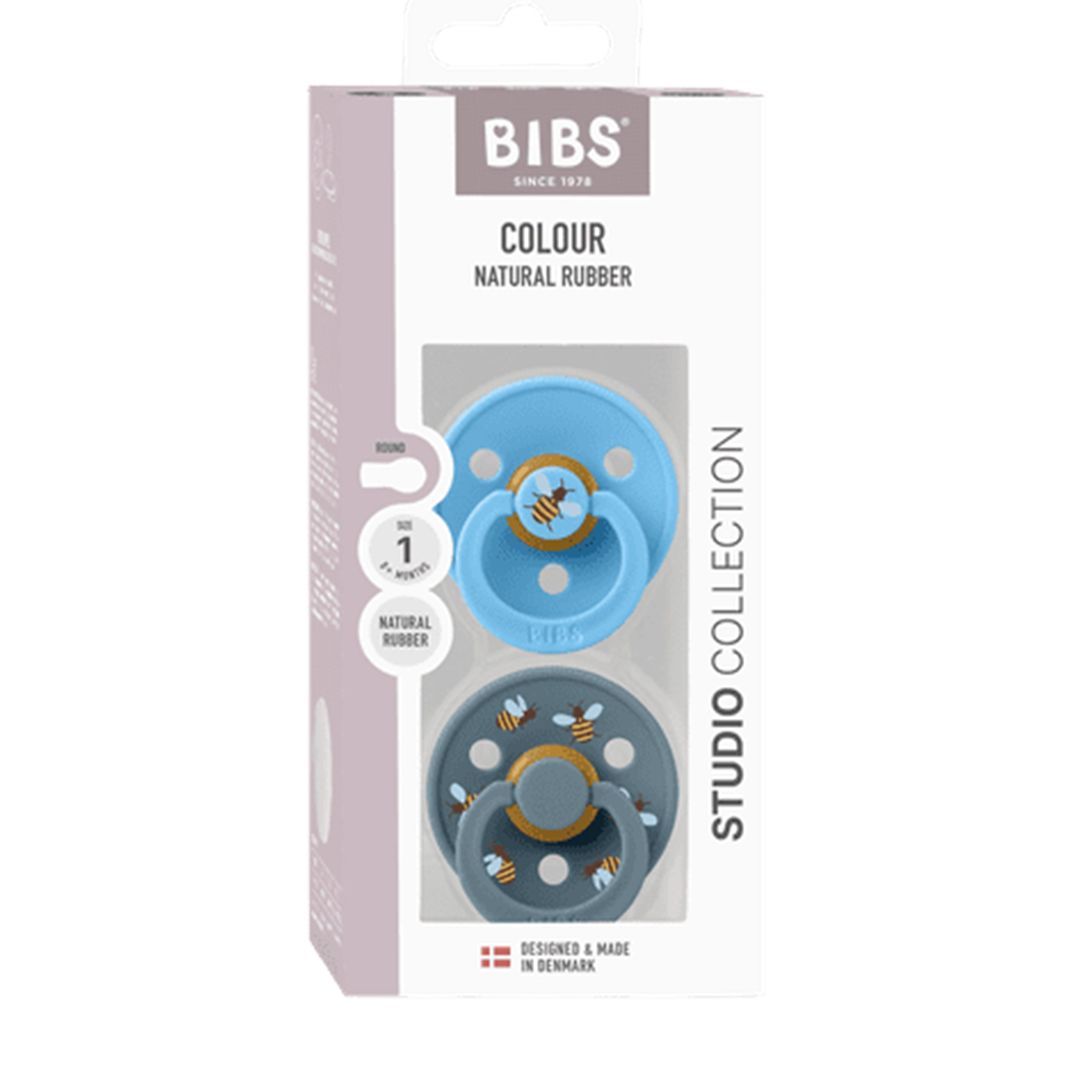 BIBS Smokk,  2 pk, Bumblebee, Latex Size 1, Breeze Mix
