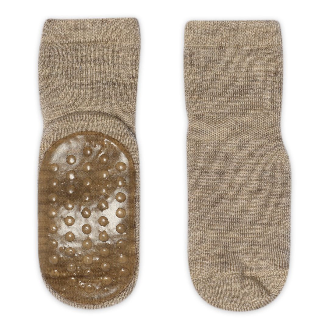 GoBabyGo Antiskli Ullsokker, Light Brown Melange