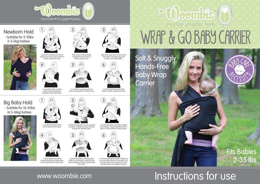 Bæresjal, Woombie Wrap&Go, Nyfødt til 16 kg, Creme