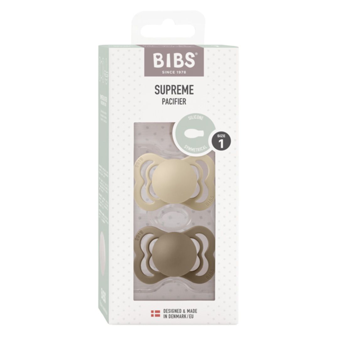 Smokk, BIBS, Supreme, Silicone, Size 1, Vanilla/Dark Oak, 2pk