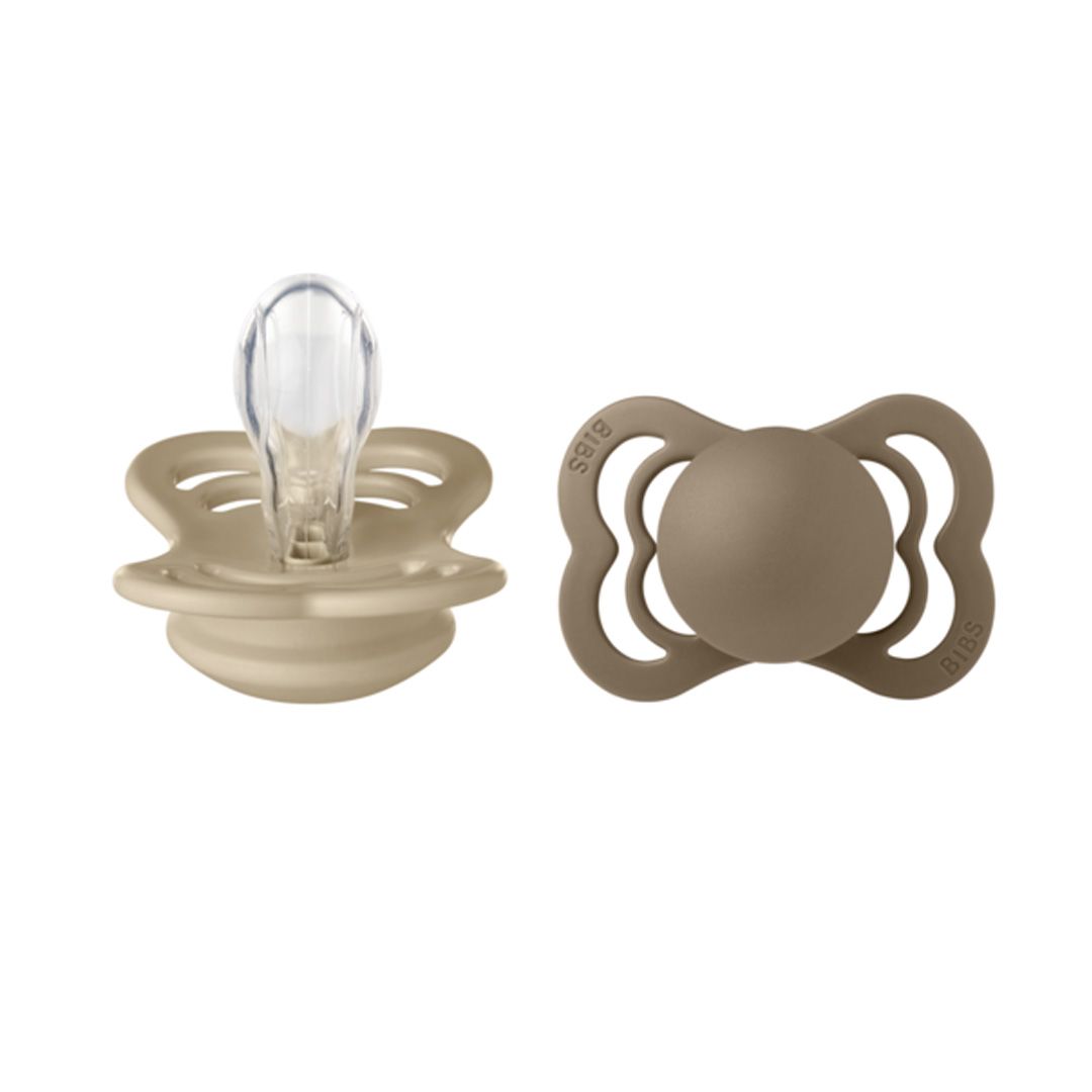 Smokk, BIBS, Supreme, Silicone, Size 1, Vanilla/Dark Oak, 2pk