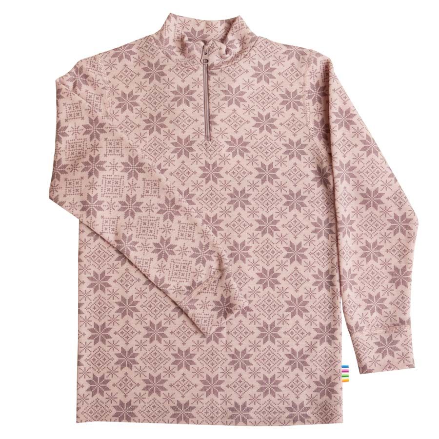 Joha langermet ulltrøye m/glidelås, snow crystal rose