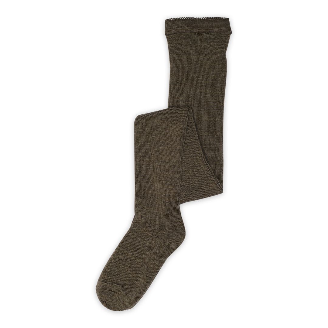 Mp Ullstrømpebukse Rib, Brown Melange