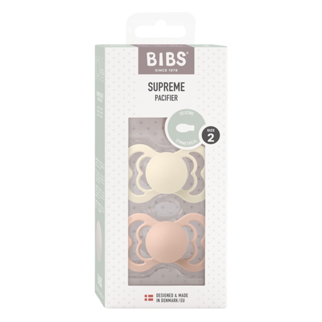 Smokk, BIBS, Supreme, Silicone, Size 2, Ivory/Blush, 2pk