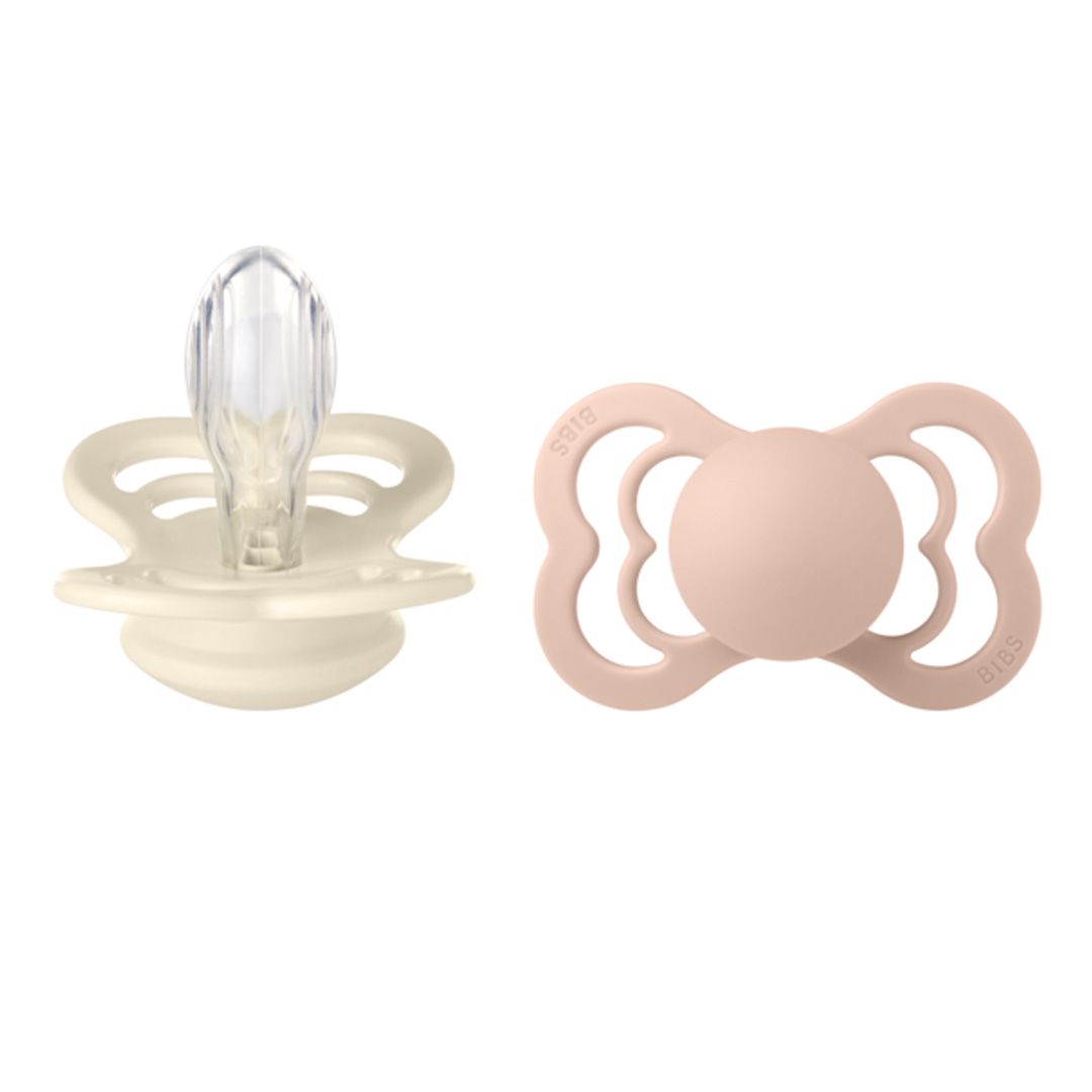 Smokk, BIBS, Supreme, Silicone, Size 2, Ivory/Blush, 2pk