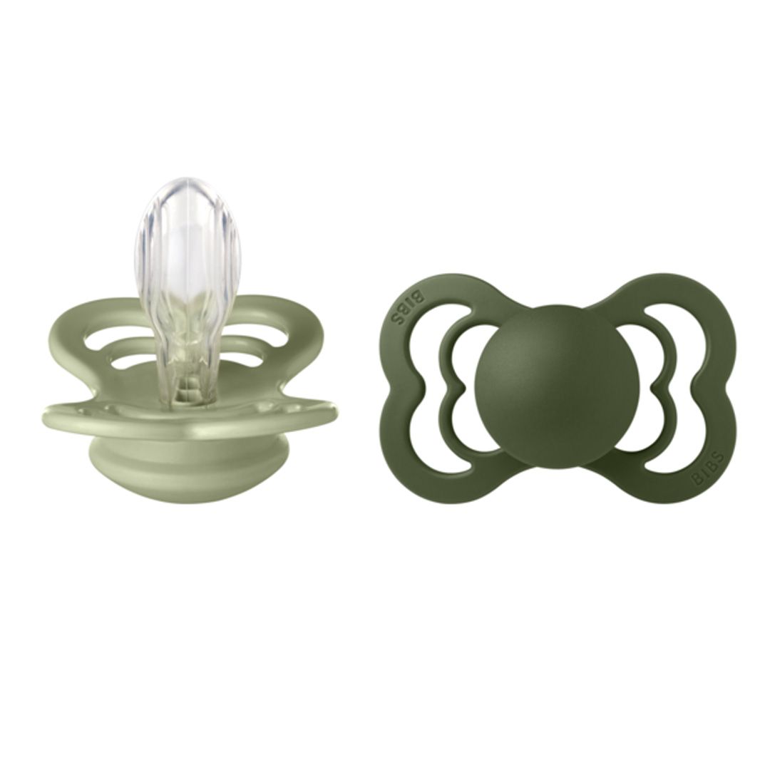 Smokk, BIBS, Supreme, Silicone, Size 2, Sage/Hunter Green, 2pk