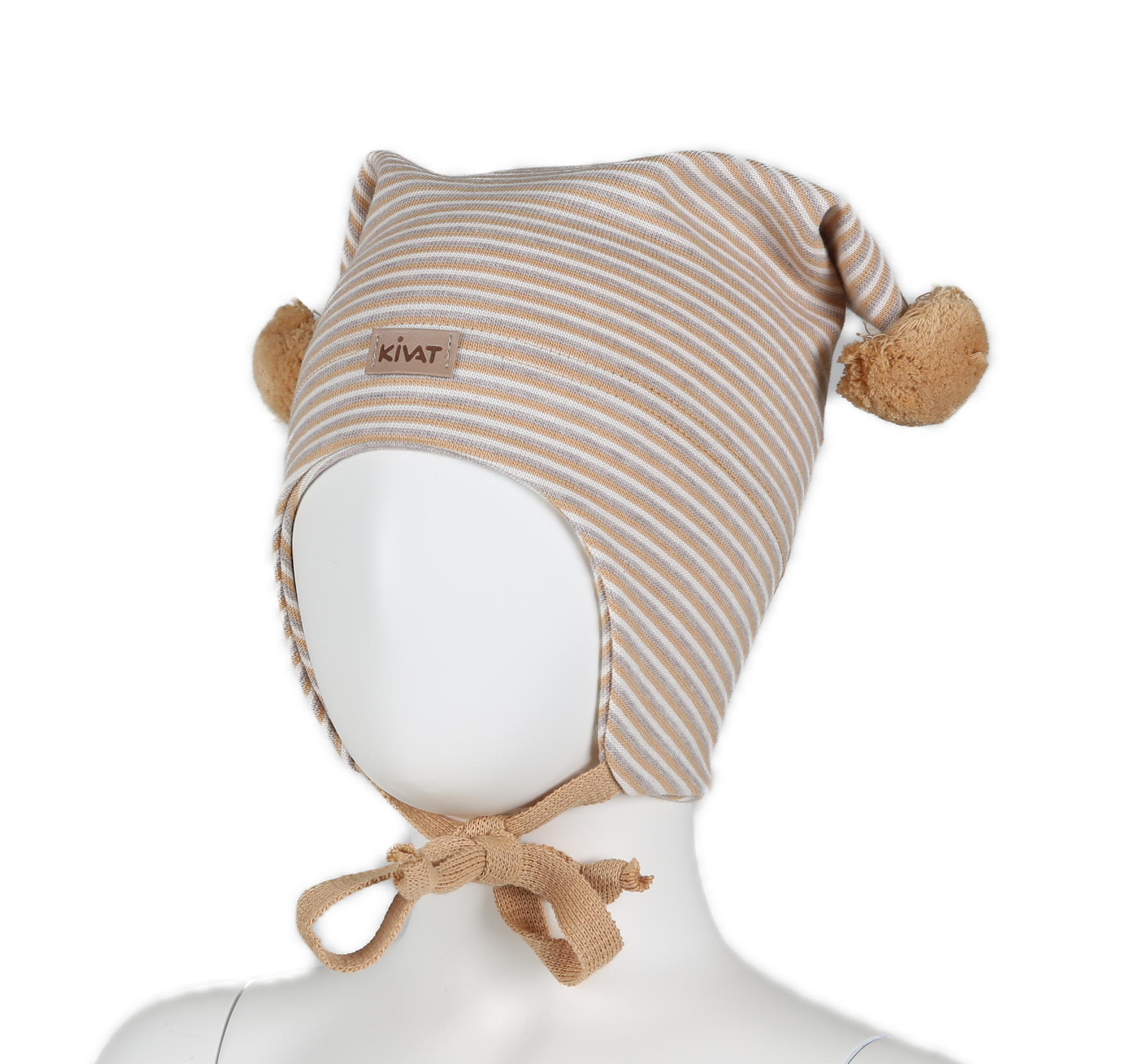 Kivat Bomullslue Striper, Beige