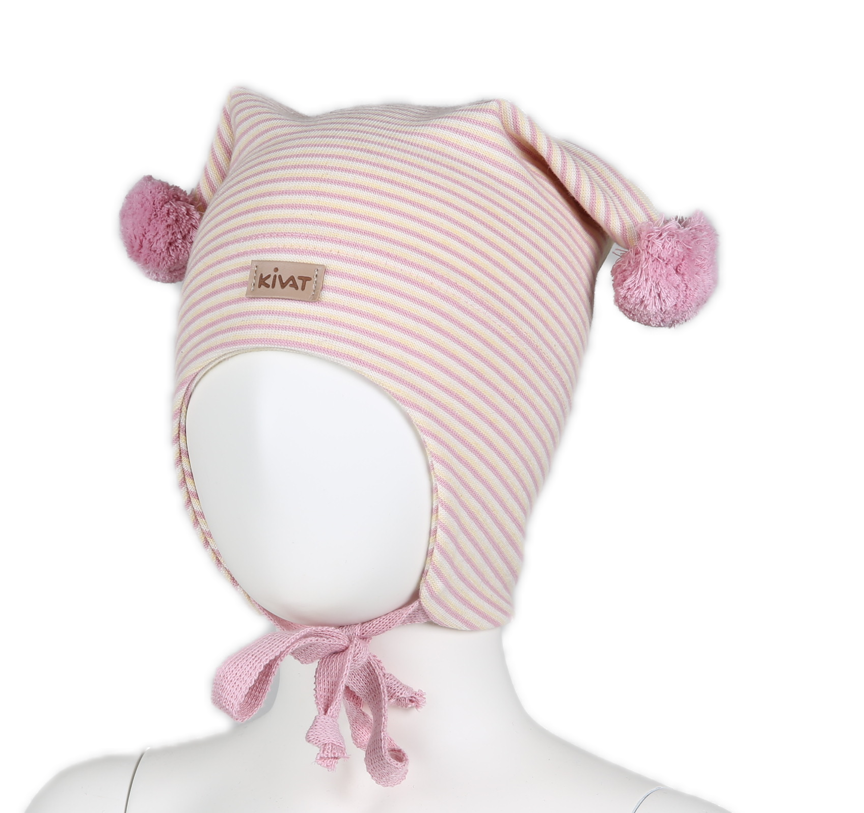 Kivat Bomullslue Striper, Rosa