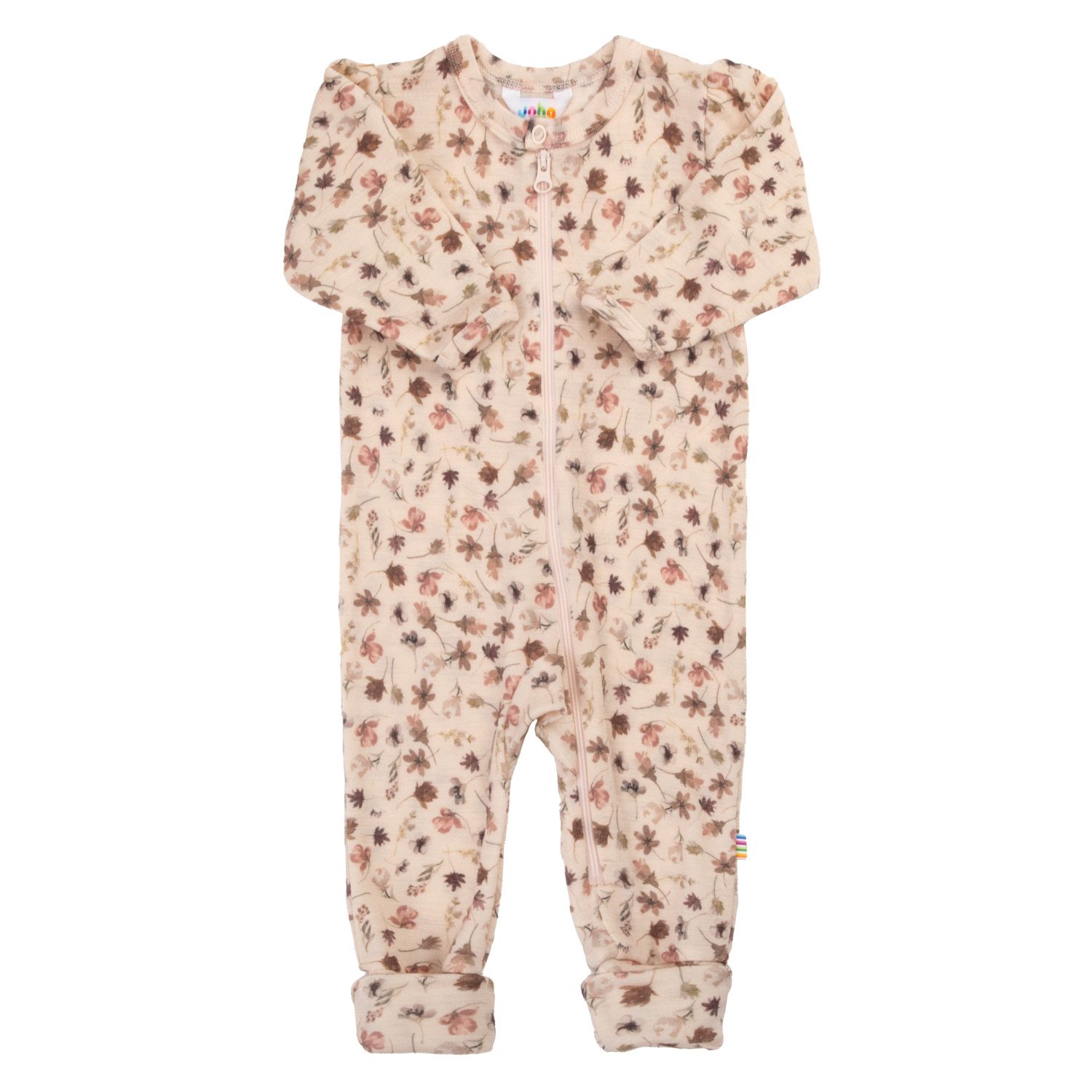 Joha Heldress Merinoull, Beige m/blomster