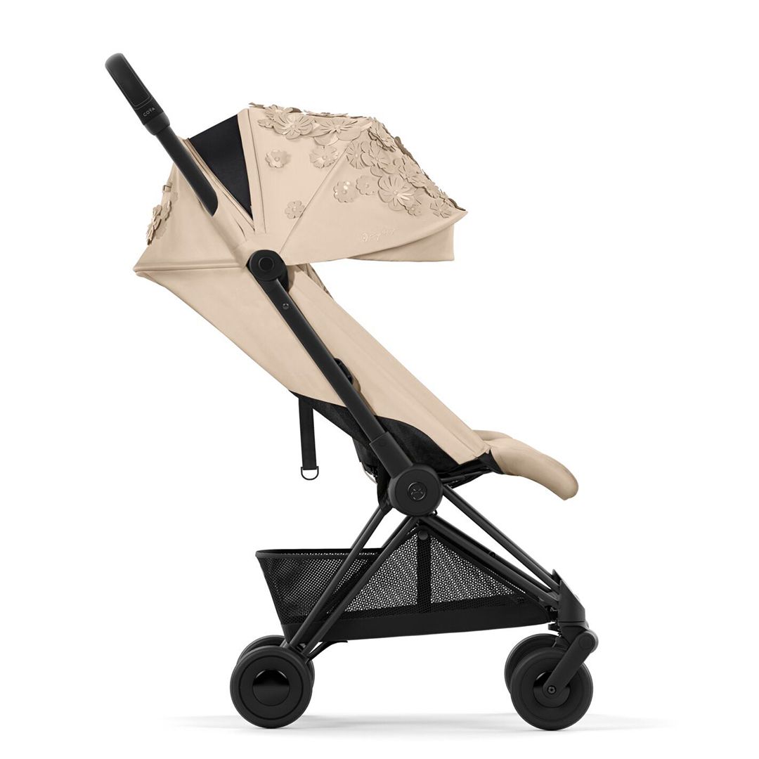 Cybex Coya, Matt Black, Flowers Beige, Barnevogn