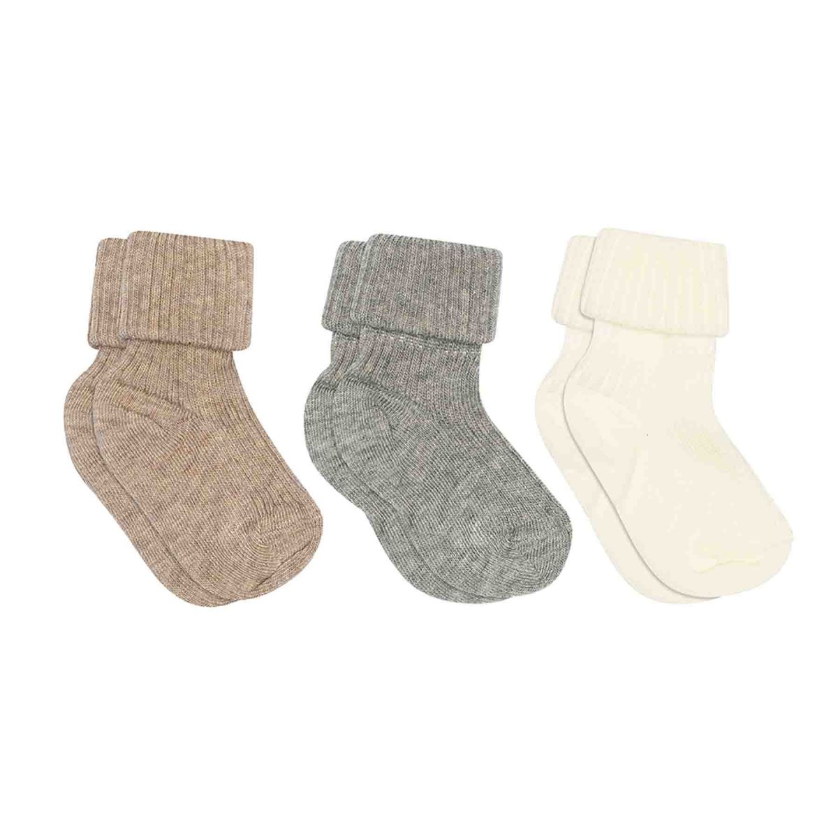 Mp Bomullssokker Rib, Grey Melange 3pk