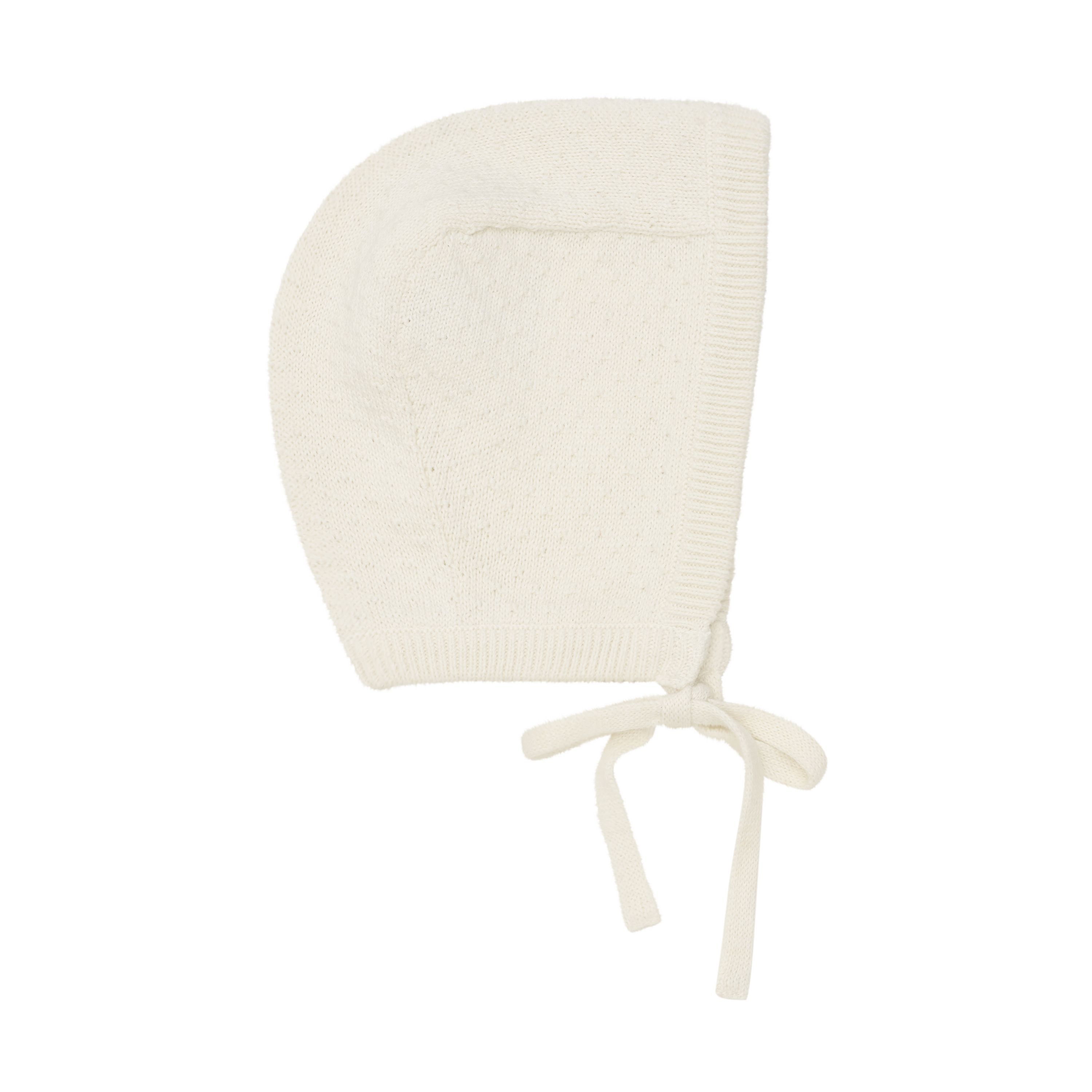 Lue, Huttelihut, Strikket Bomull, Antique White