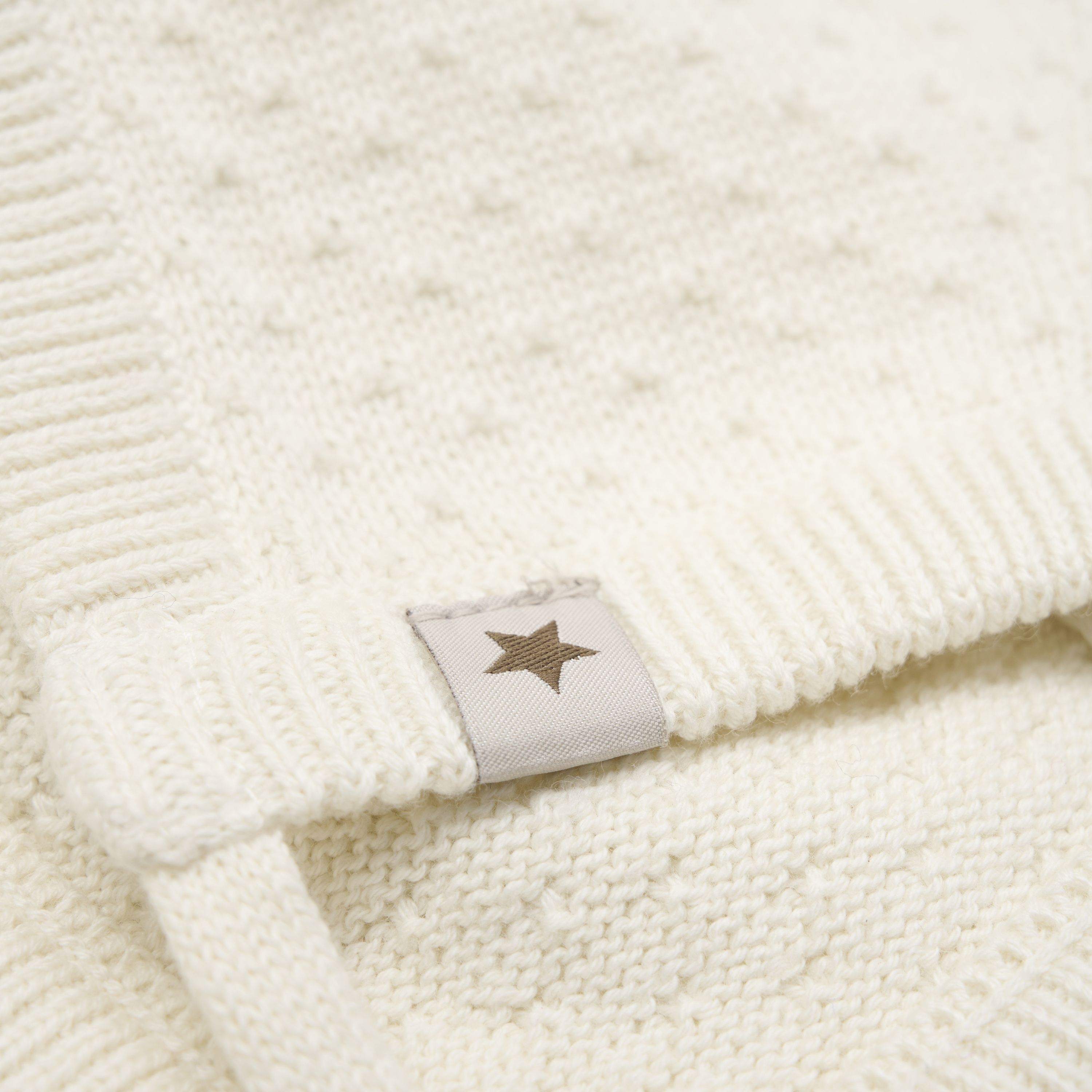 Lue, Huttelihut, Strikket Bomull, Antique White