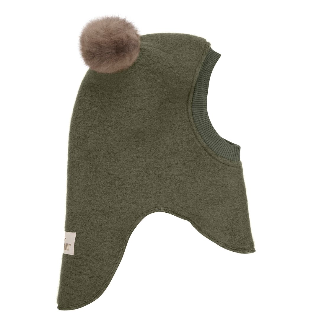 Huttelihut Balaclava Ull/Alpaca Pompoms,, Beetle