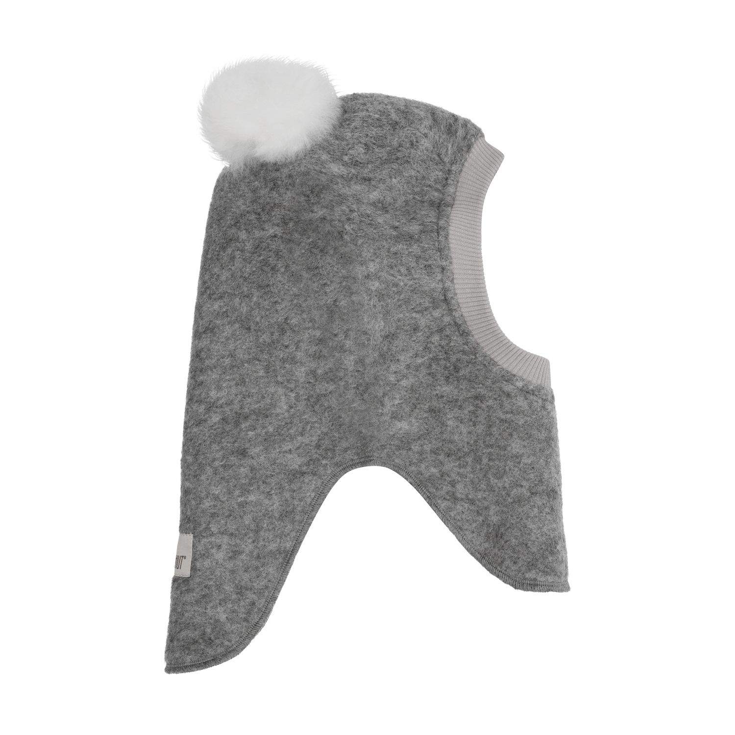 Huttelihut Balaclava Wool Alpaca Pompoms, Medium Grey M