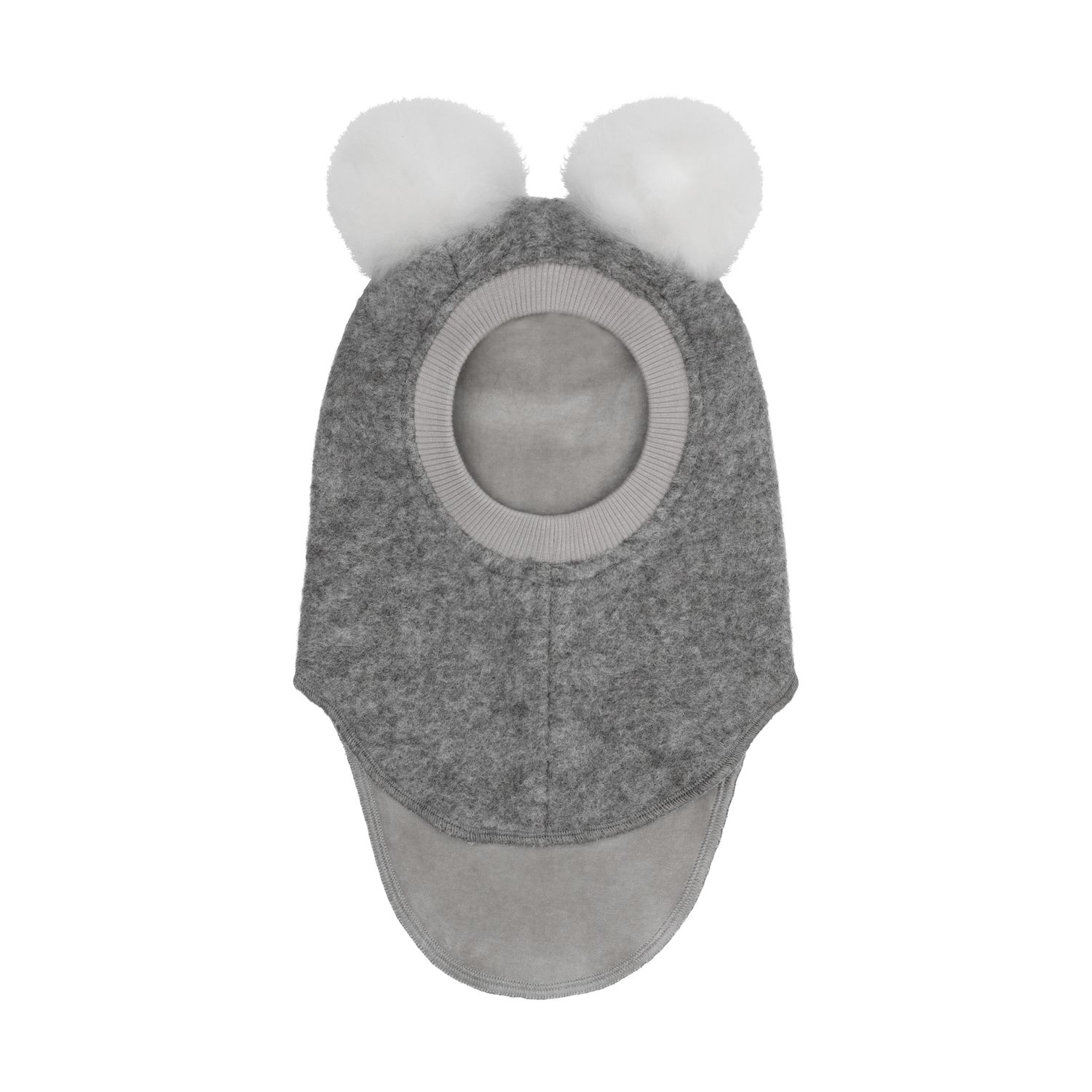 Huttelihut Balaclava Wool Alpaca Pompoms, Medium Grey M