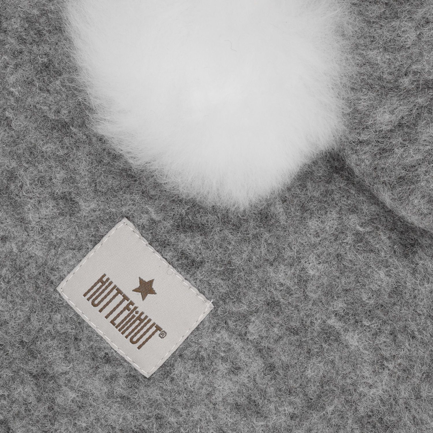 Huttelihut Balaclava Wool Alpaca Pompoms, Medium Grey M