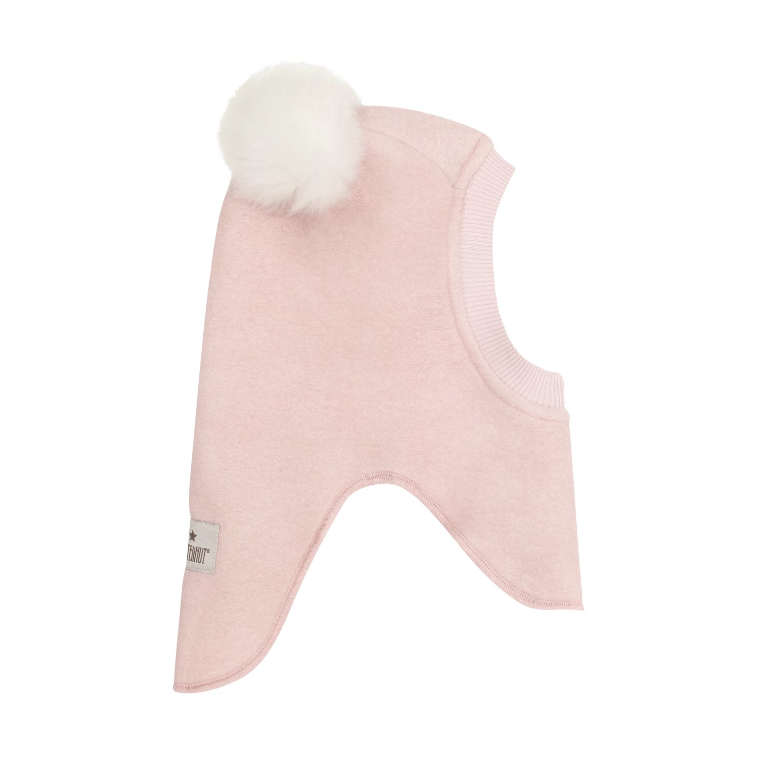 Huttelihut Balaclava Wool Alpaca Pompoms, Rose/Rose Smoke